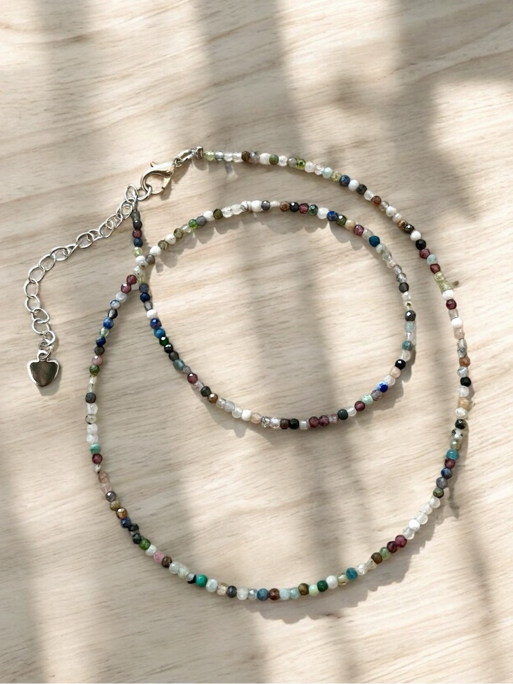2mm Multi Gemstone Beaded Necklace